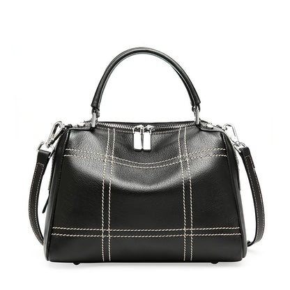 Fashionable Boston leather hand bag with crossbody style