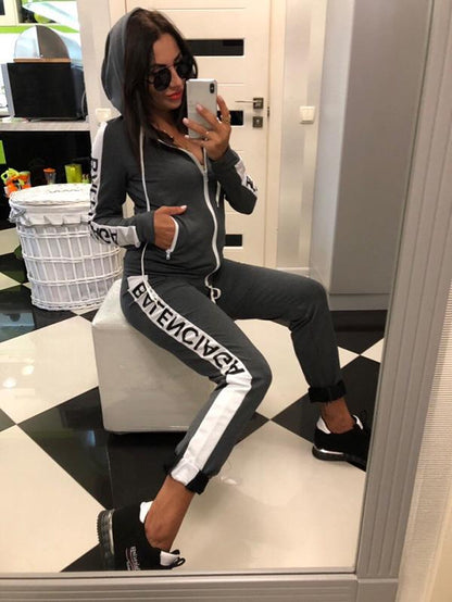 Split-joint Straight Leg Cardigan Top Sports Suits