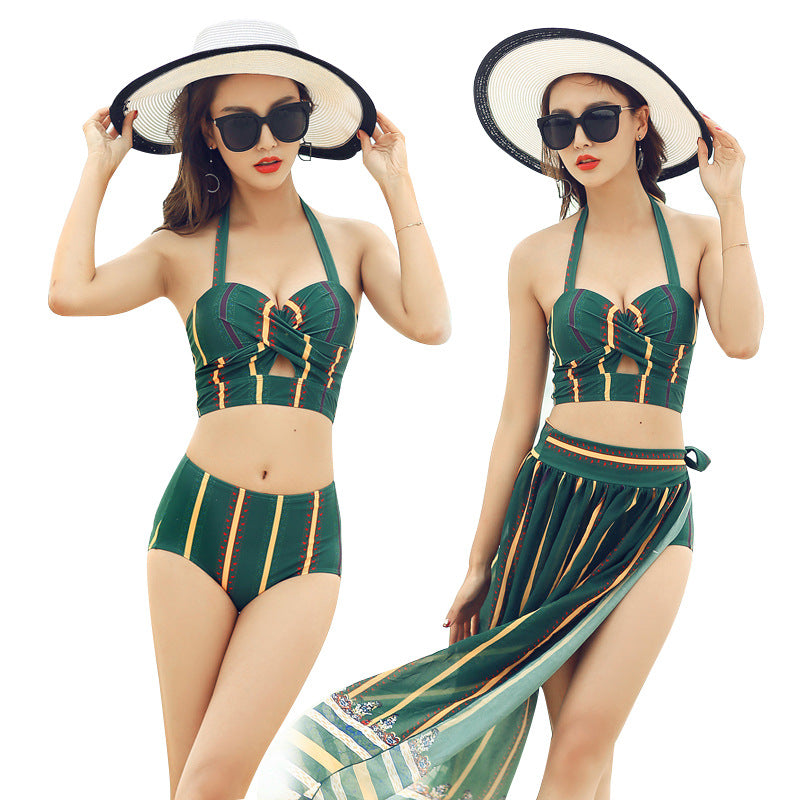 Sexy high waist bikini three-piece spa resort swimwear