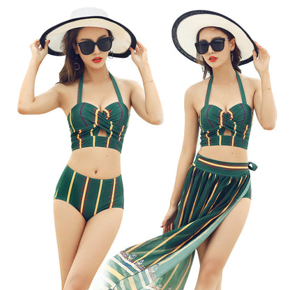Sexy high waist bikini three-piece spa resort swimwear