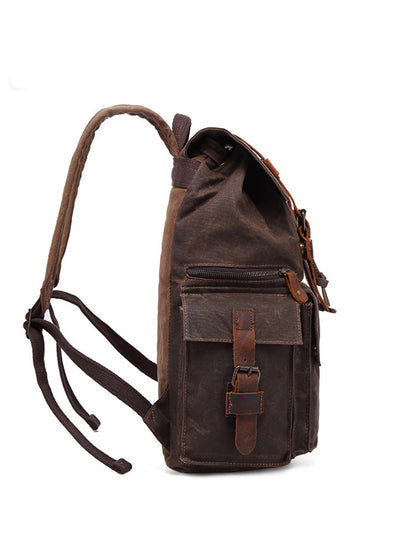Waterproof Mad Horse leather Canvas shoulder bag Travel backpack