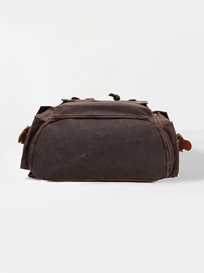Waterproof Mad Horse leather Canvas shoulder bag Travel backpack