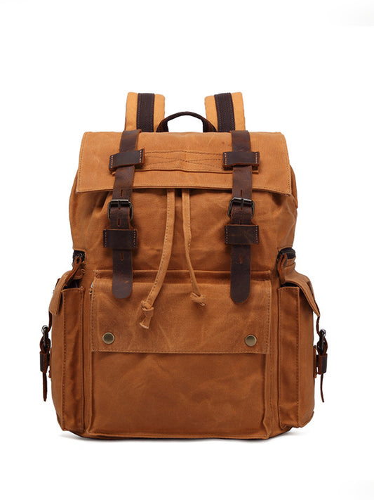 Waterproof Mad Horse leather Canvas shoulder bag Travel backpack