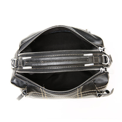 Fashionable Boston leather hand bag with crossbody style