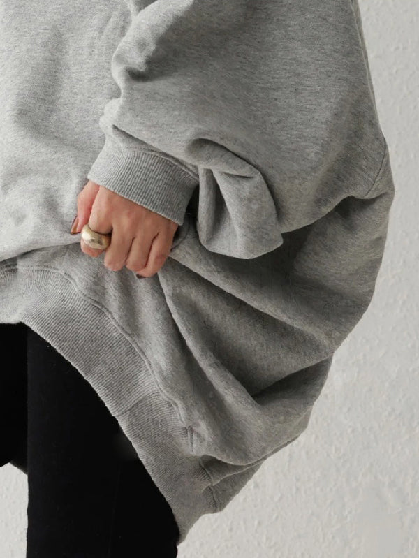 Simple Casual Solid Color Split-Joint Batwing Sleeves Hoodies
