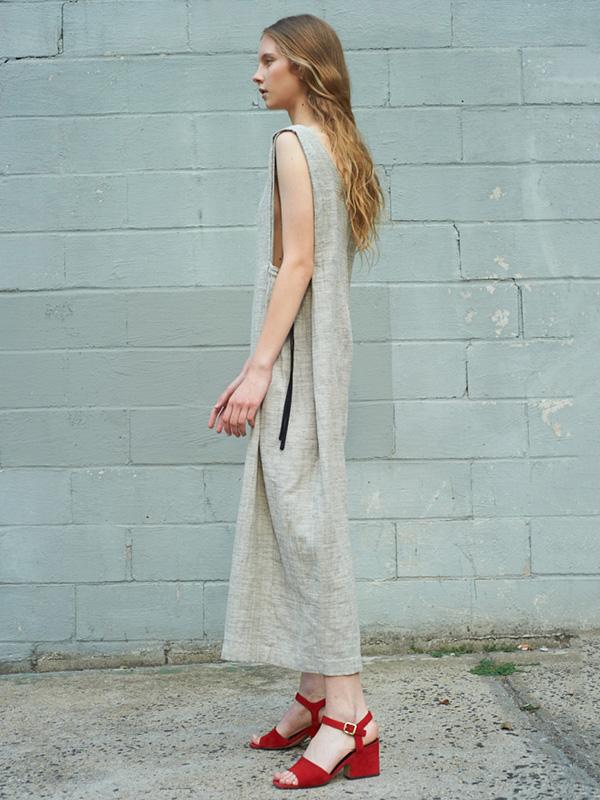 Lace-up Round-neck Sleeveless Wide Leg Jumpsuits