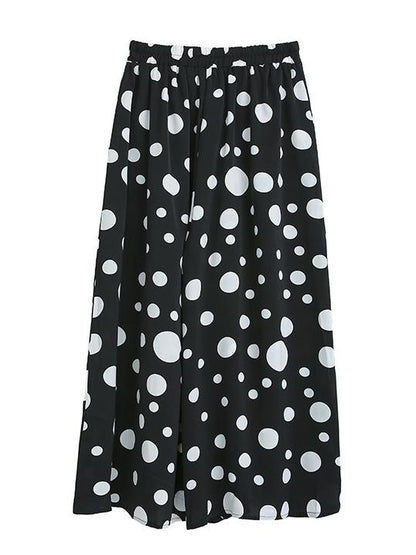 Polka-Dot Elastic Waist Wide Leg Pants