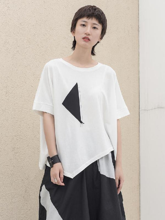 Simple Asymmetric High-low Oversize T-Shirt