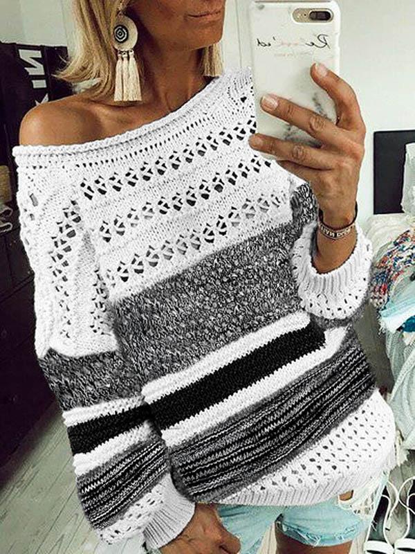 Loose Hollow Round-neck Knitting Sweater