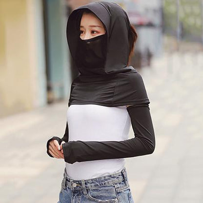 Solid Color Gauze Ice Silk Mask Multi-Functional Sunscreen Hat