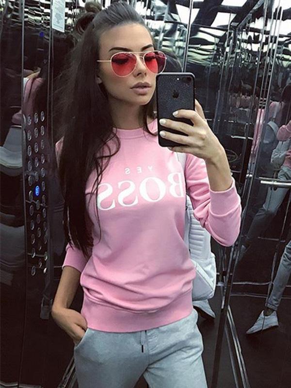 Letter Printed Round-neck Sweatershirt