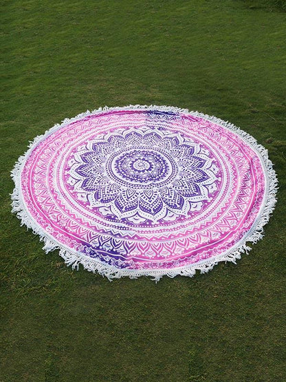 Fashion Printed Tasseled Round Beach Mat