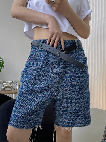 Stylish High Waisted Printed Fringed Fifth Jean Pants
