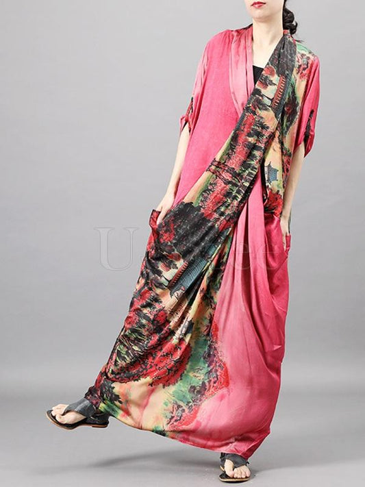 Casual Split-joint Silk Long Dress