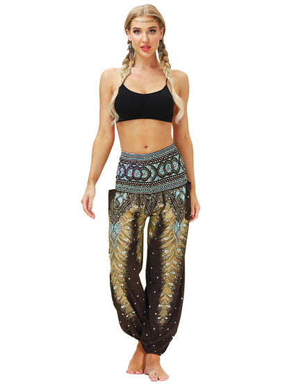 Bohemia Printed Elastic High Waisted Knickerbockers& Yoga Pants