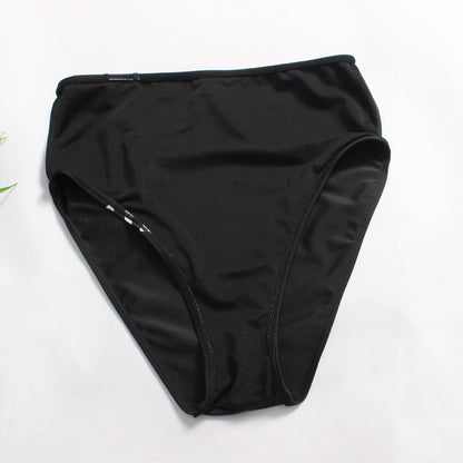 big size fat woman black and white flat color high waist BIKINI SWIMSUIT