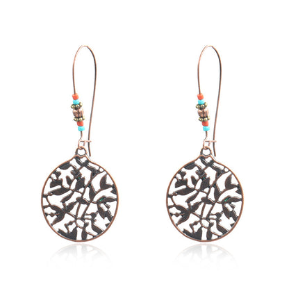 Bohemian Earrings with round hollow leaves