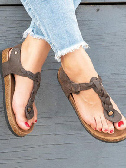 Casual Solid Toe Low-heel Sandal Shoes