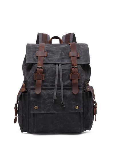 Waterproof Mad Horse leather Canvas shoulder bag Travel backpack