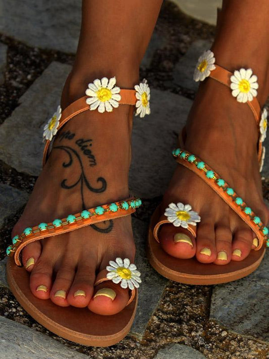 Pretty Flower Flat Sandals