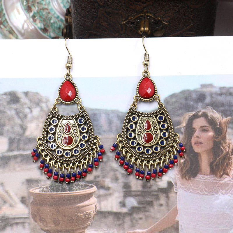 Long tassel rice beads fashion water drop earrings