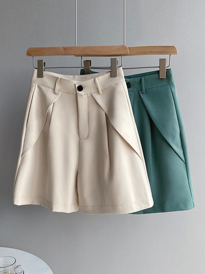 Original Solid Color High-Waisted Wide-Leg Column Shorts