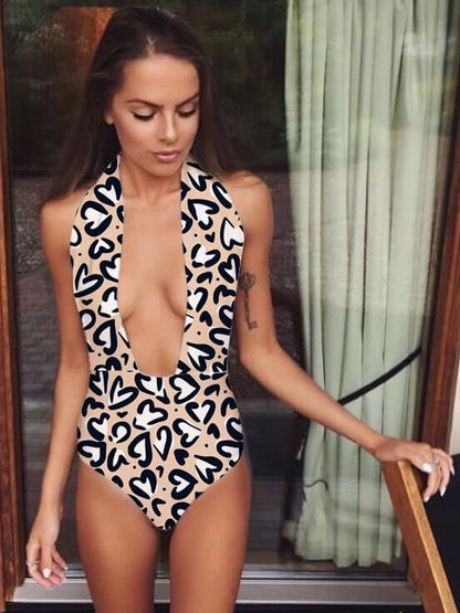 Plunging Padded One Piece Swimsuit