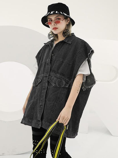Casual Printed Jean Vest