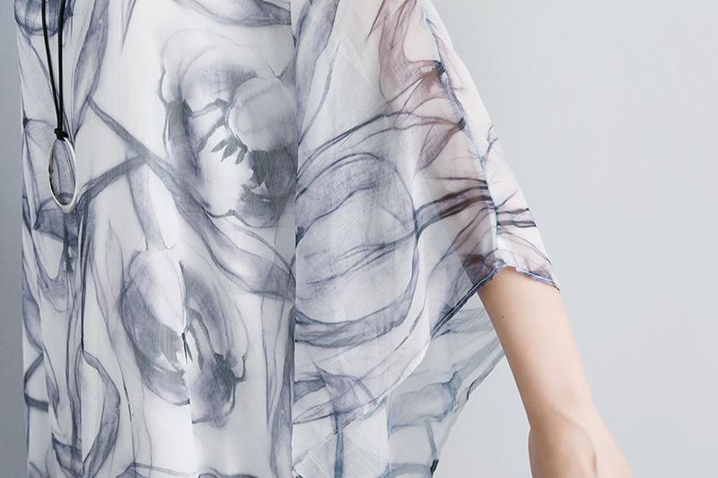 Casual Fake Two-piece Summer Half Sleeve Silky Cotton Dress