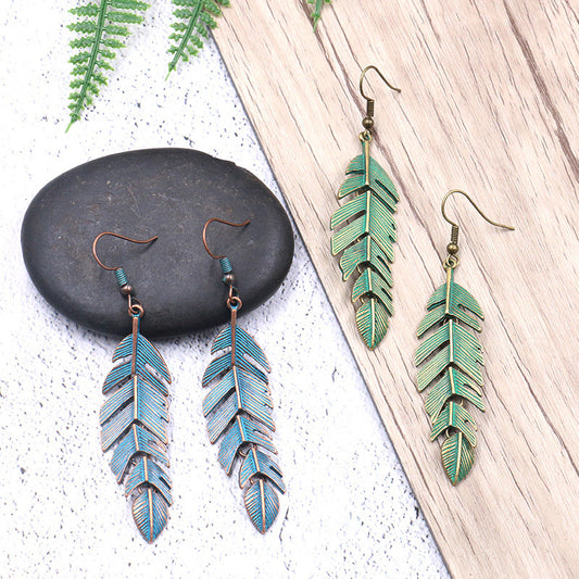 Fashion retro alloy leaf earrings