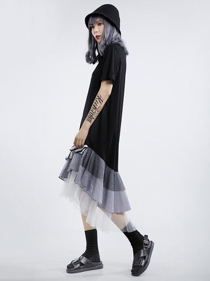 Mesh Split-joint Falbala Dress