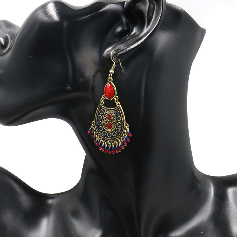 Long tassel rice beads fashion water drop earrings