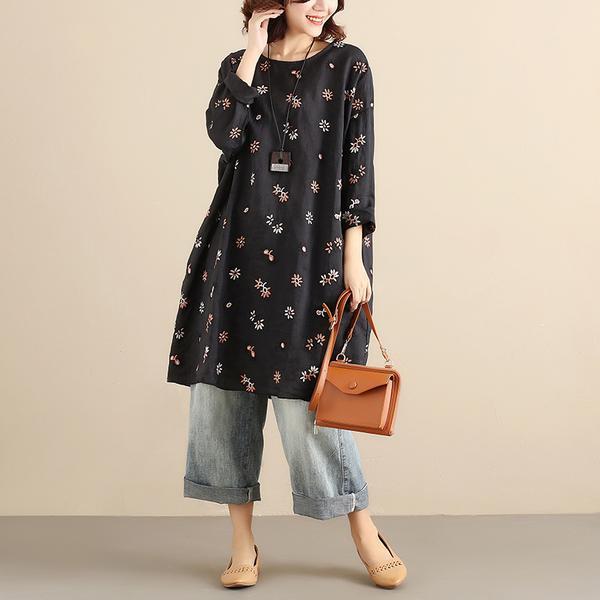 Embroidery Long Sleeve Loose Casual Women Blouse