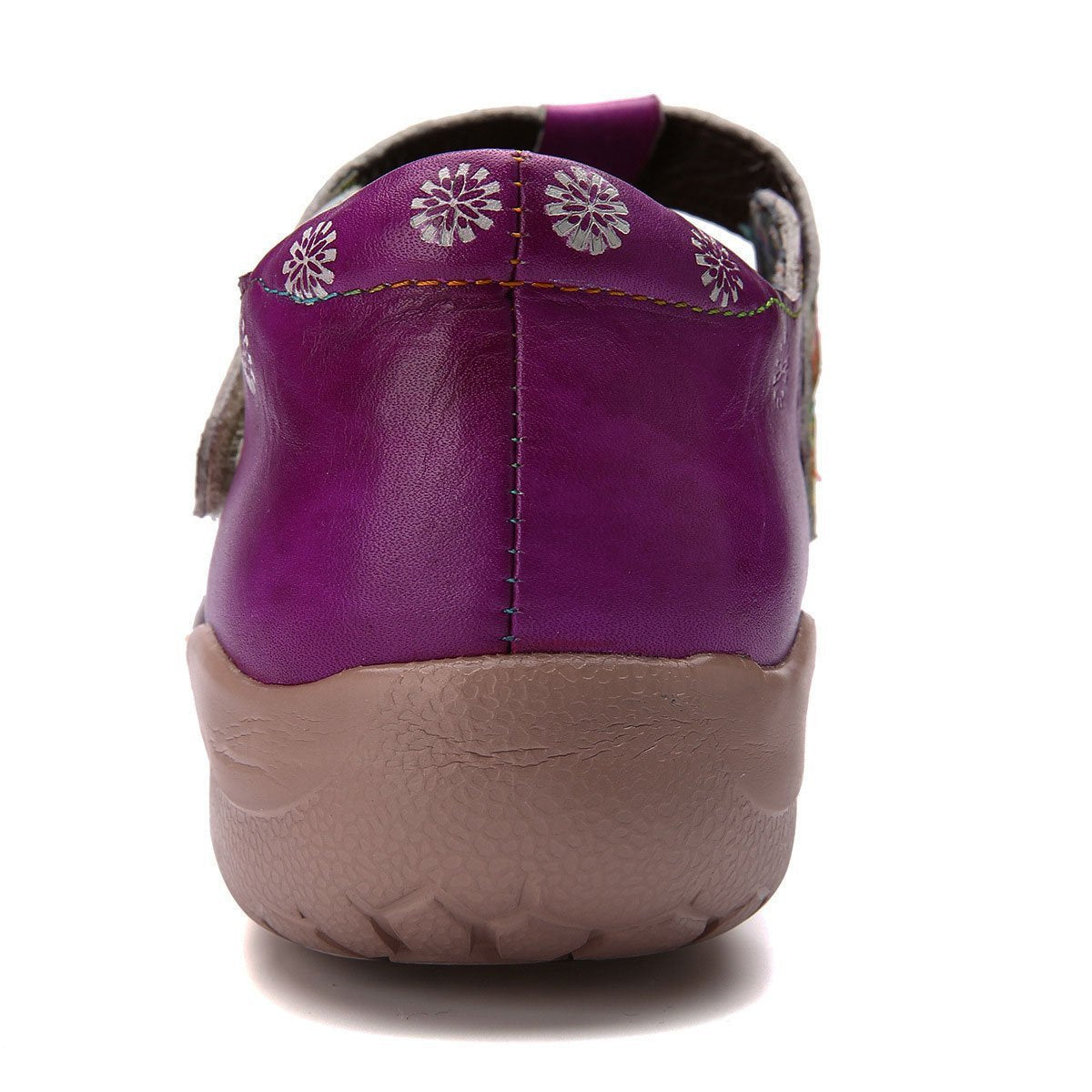 Retro Comfortable Purple Daily Leather Magic Tape Loafers