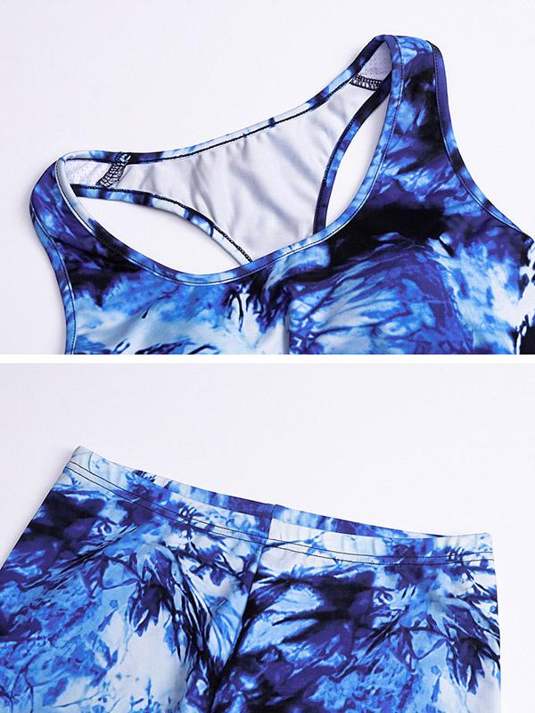 Tie-Dyed Elasticity Tank&Shorts Suits