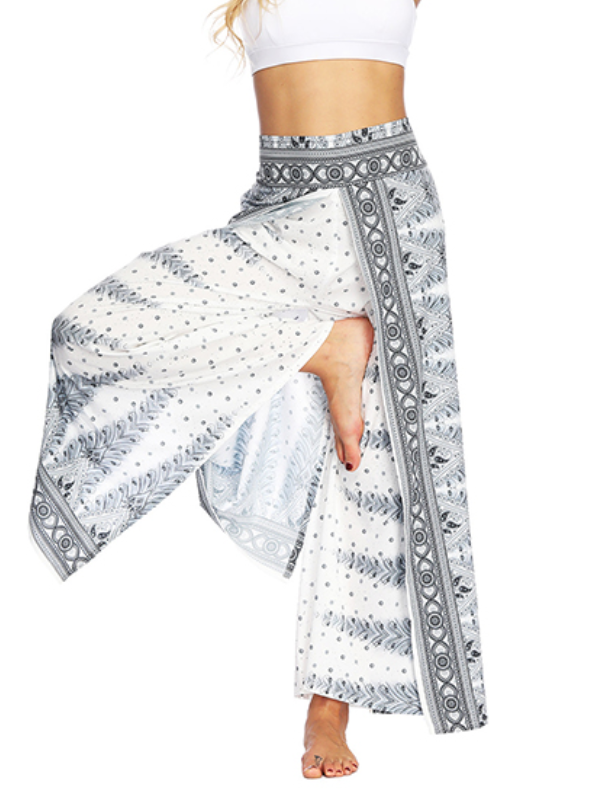 Bohemia Floral Printed Elastics Wide Leg Yoga Pants