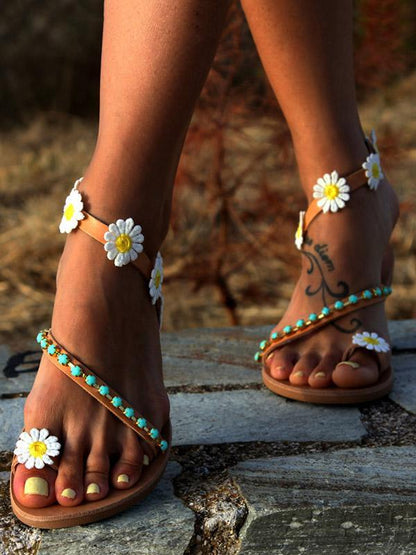 Pretty Flower Flat Sandals