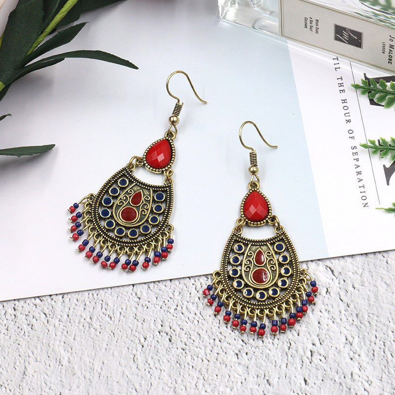 Long tassel rice beads fashion water drop earrings