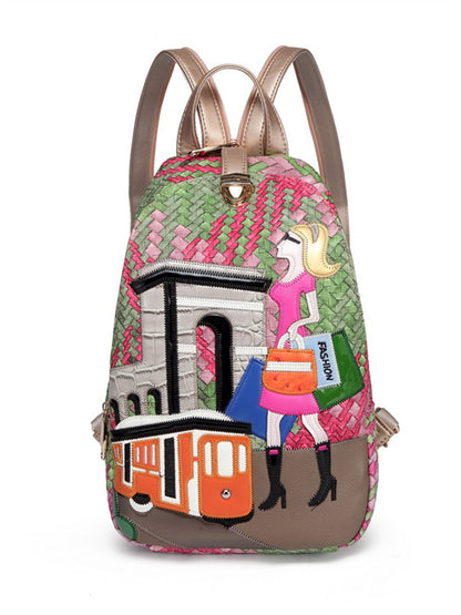 Fashion travel bag multi-function embroidery beauty romantic backpack