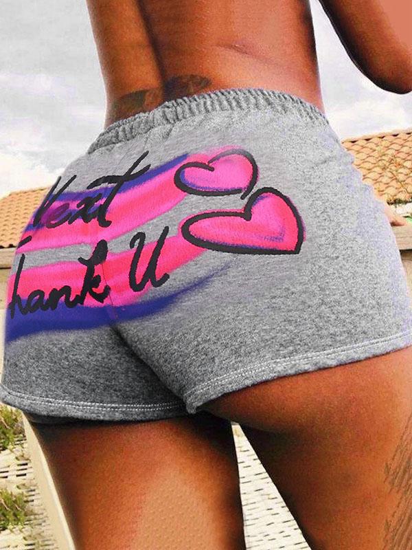 Fashion Wrap Letters Printed Sports Shorts