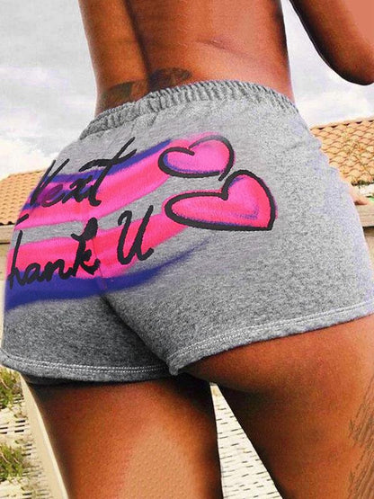 Fashion Wrap Letters Printed Sports Shorts