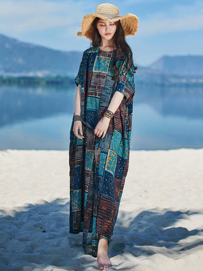2019 Summer New Original Fashion Loose Oversize Bamboo Hemp Maxi Dress