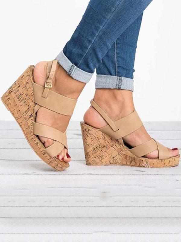 Fashion Slipsole Open-toe High Wedge Heels  Sandals Shoes