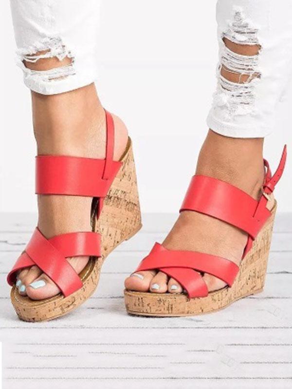 Fashion Slipsole Open-toe High Wedge Heels  Sandals Shoes