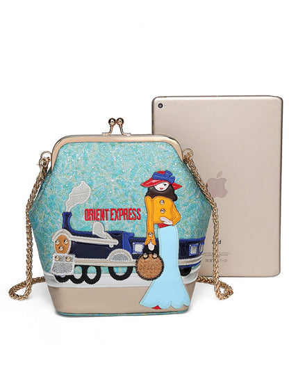 Chain fashion embroidery creative shoulder Bags