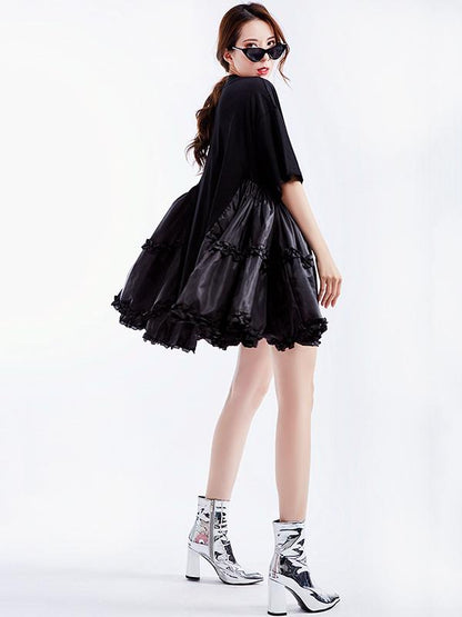 Asymmetric Split-joint Solid Mini Dress