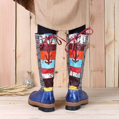 Boho Leather High Boots