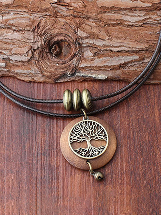 Vintage Wooden Beaded Tree Shape Necklaces Accessories