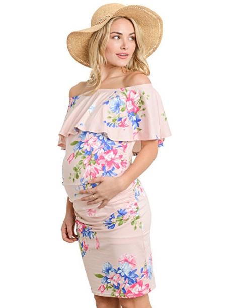 Maternity Printed Off-the-shoulder Mini Dress