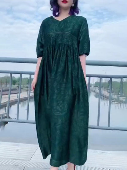 Original Floral V-Neck Half Sleeve Maxi Dress